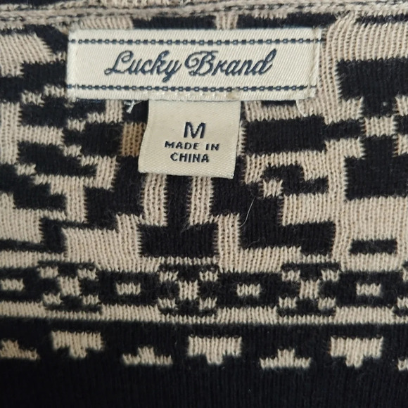 Lucky Brand Aztec Cardigan Sweater Women's Size M Open Front Southwestern Black - Picture 4 of 6